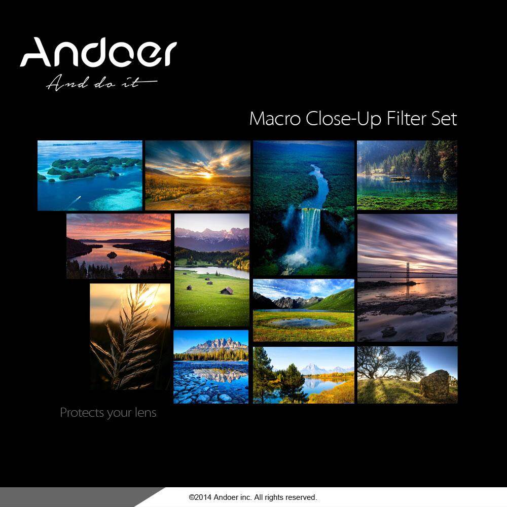 Andoer 55mm macro close-up filter set +1 +2 +4 +10 with pouch for nikon canon tamron sigma sony alpha a200 a450 a300 dslrs
