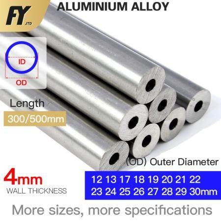 FUYI Aluminum Tubing, 12-30mm OD, 500mm Length, 4mm Wall