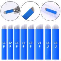 HBESTY 50pcs Tattoo Microblading Needles Blade Eyebrow 12 14 16F 18F U18 Pin Sterile Semi-Permanent Makeup Lip Tattoo Blade Accessories
