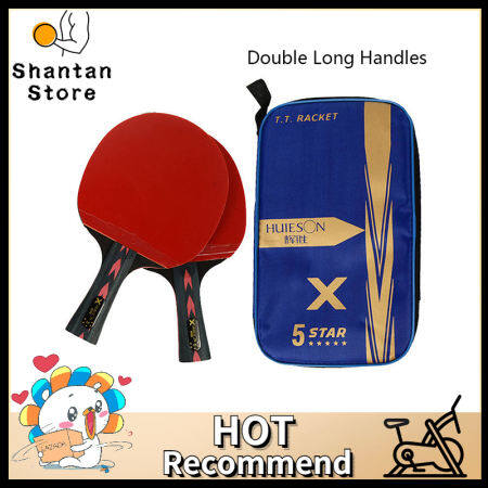 Huieson 2Pcs 5 Star Carbon Table Tennis Racket Set Lightweight Powerful Ping Pong Paddle Bat