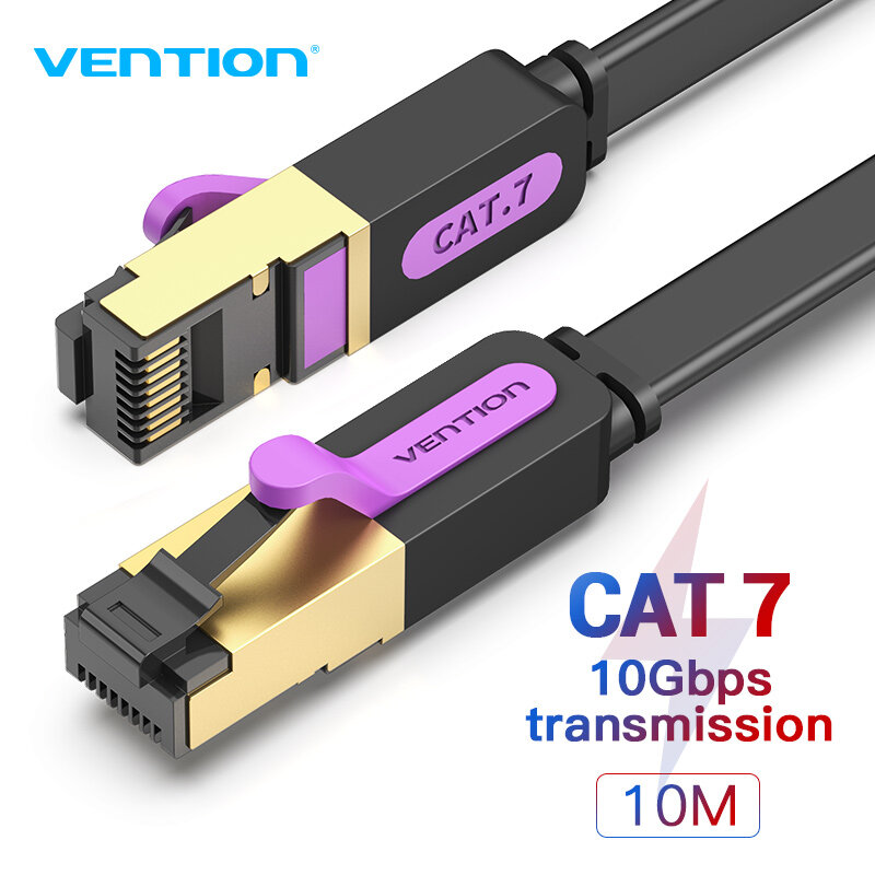 Vention Dây Mạng Lõi Đồng Cat7 5M - Tốc Độ 10Gbps - Dây Dẹp Chống Nhiễu - Đầu Cắm Vàng - Mạng 10 Gig