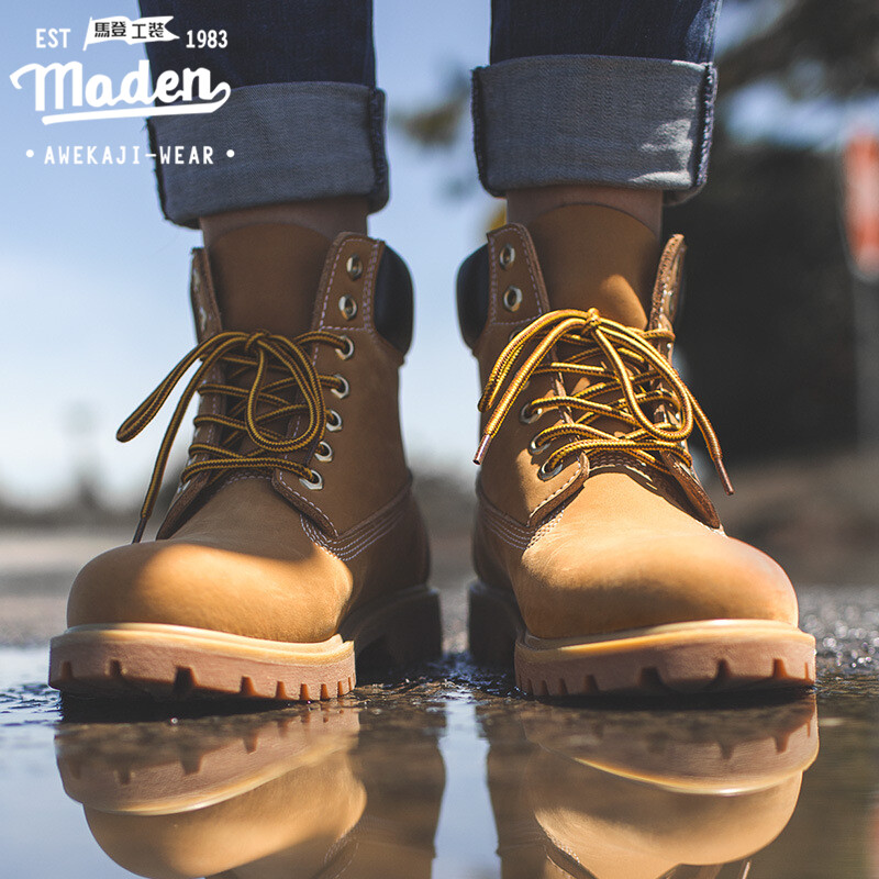 Maden Thương Hiệu Người Đàn Ông 2023 Mùa Thu Mới Chất Lượng Cao Chuyên Nghiệp đi xe đạp ngoài trời Ủng bảo hộ bốt Martin hoài cổ thời trang Cậu Bé Khởi Động Dày đế Đại Hoàng Khởi Động