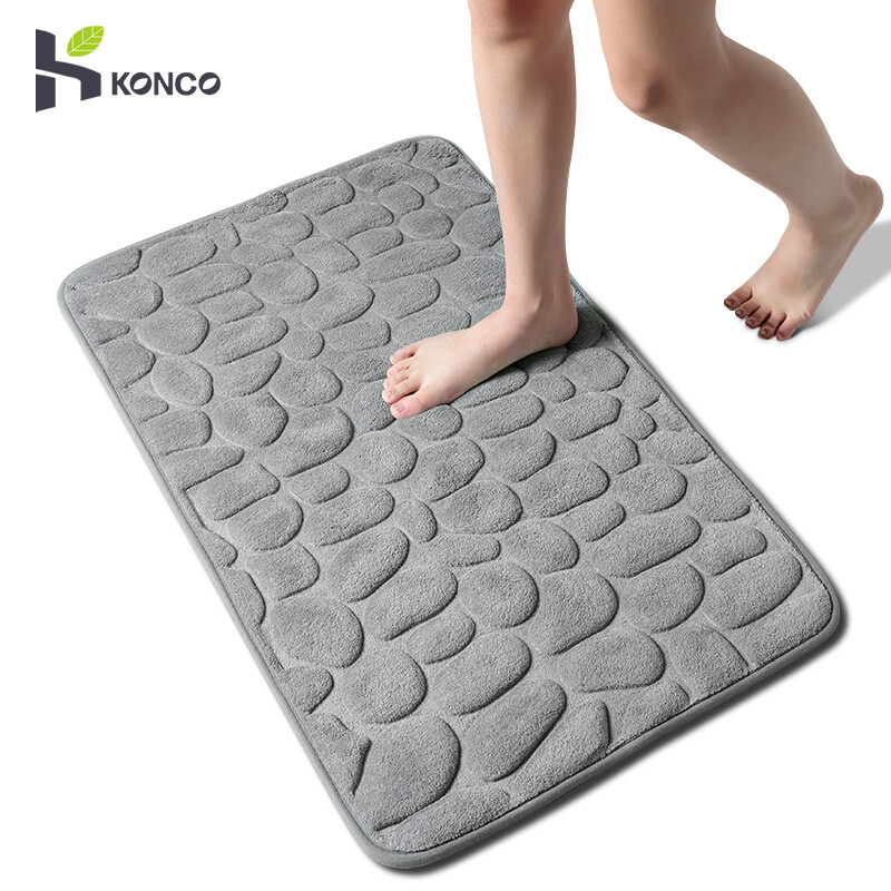 Konco Thảm Tắm Nâng Cấp 40*60Cm THẢM PHÒNG TẮM Thảm Thấm Nước Thảm Phòng Tắm Xốp Non Xù Xì Thảm Sàn Nhà Bếp Họa Tiết Đá Cuội Thảm Dày Chống Trượt Thảm Sàn Nhà Bếp Mềm Mại