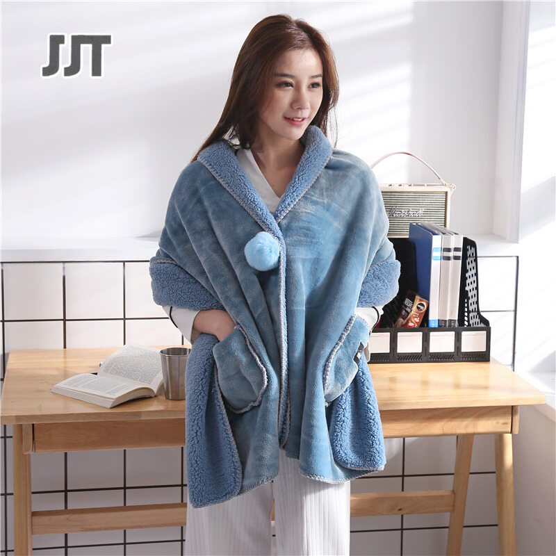 JJT khăn choàng dài khăn choàng dày khăn choàng cashmere hàn quốc Khăn choàng màu trơn, tình trạng tốt, đa chức năng, chăn dày, chăn ngủ văn phòng khăn choàng di động chăn lười Chăn flannel, khăn choàng, khăn choàng