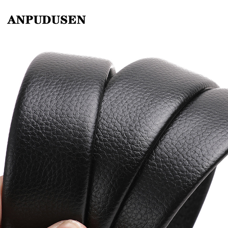 [new tide] New All-Match Men's Automatic Buckle Belt Black Lychee Pattern Full-Covered Men's Casual Belt in Stock