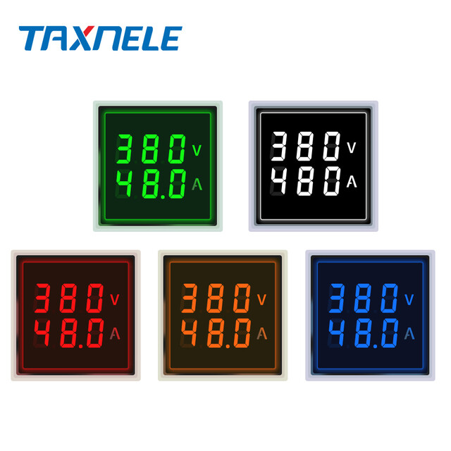 Vôn Kế Kiêm Ampe Kế Màn Hình Kép Kỹ Thuật Số LED Mini, Máy Đo Điện Áp Dòng Điện AC 60-500V 0-100A