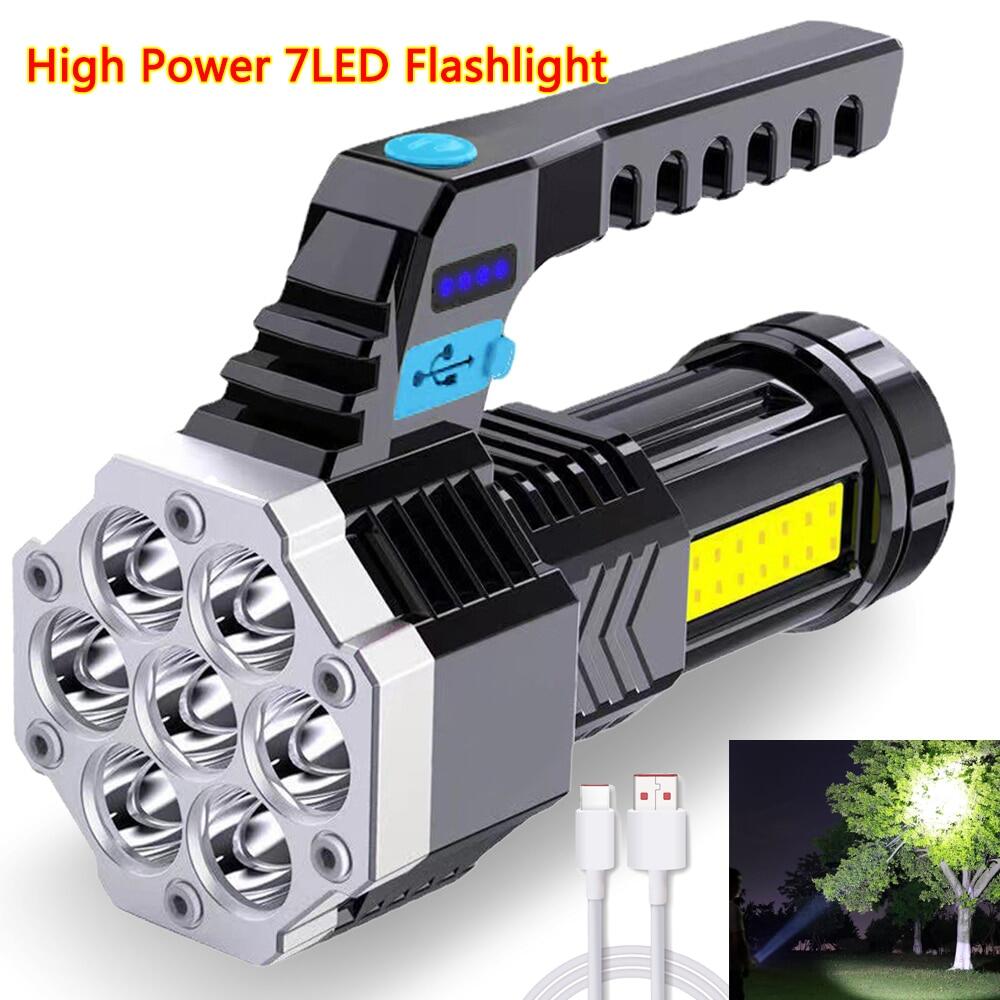 7 đèn pin LED không thấm nước ban đầu đèn pin Đèn Báo nguy có thể sạc lại có thể sạc lại Heavy-Duty Big Đèn Pin Led Sạc đèn pin công suất cao đèn rọi tầm xa đèn pin có thu phí Đèn pin ngọn đuốc cháy mạnh đèn pin