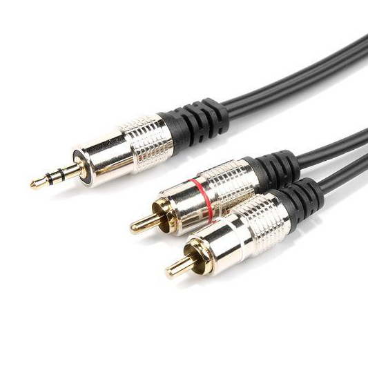 Cáp âm thanh rca 3.5mm đến 2, dành cho điện thoại, tai nghe, loa giắc cắm âm thanh nổi 3.5mm màu đen sang 2 dây cáp âm thanh aux đực rca