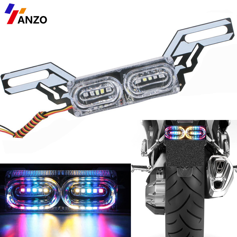 Đèn phanh nhấp nháy drl, đèn led dừng xe máy rgb đèn cảnh báo ban ngày nhiều màu sắc đuôi biển số led nhiều màu rgb