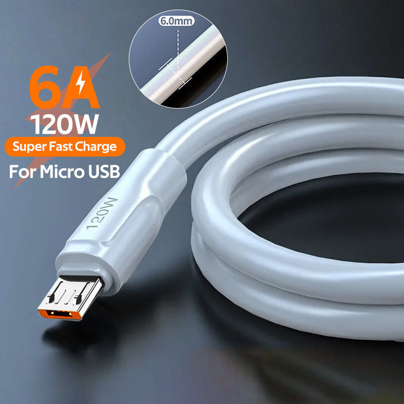 Micro Bold Usb Cable 6A 120w Super Fast Charge for Huawei P30 P40 pro P50 nova 9 mate40 Pro nova 8 p30 P40 Pro Xiaomi Oneplus Vivo Oppo reno7