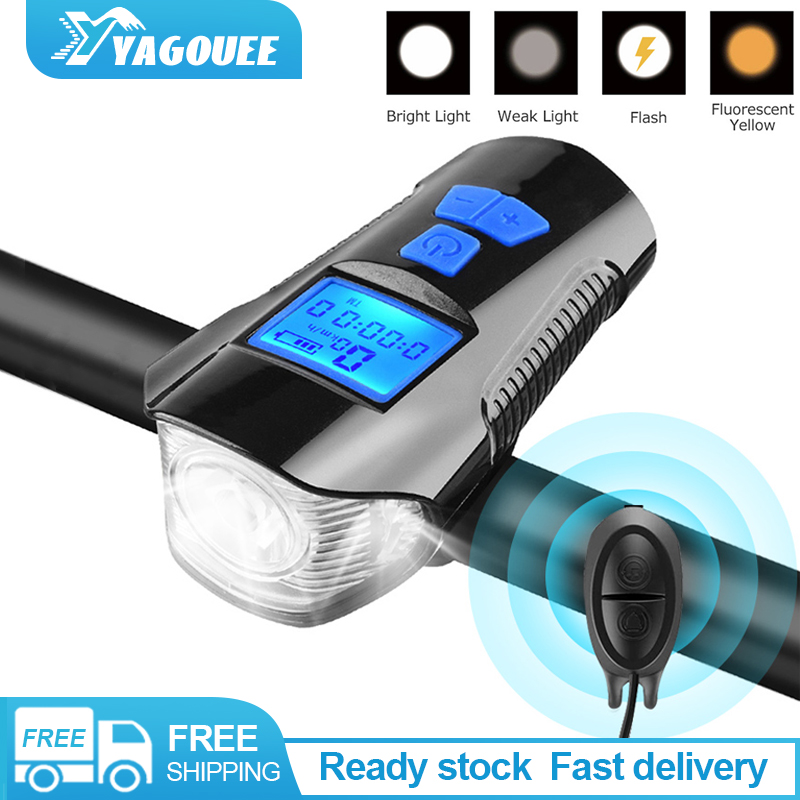 Bộ đèn trước xe đạp đèn trước xe đạp sạc được usb với còi đồng hồ tốc độ màn hình lcd máy tính đèn trước xe đạp led decibel 120 đèn pin xe đạp phụ kiện xe đạp