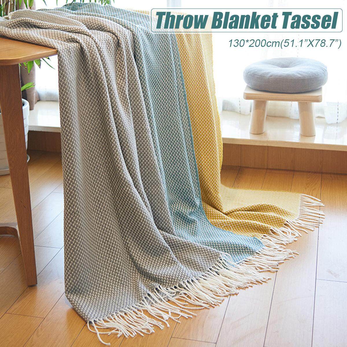 Generic 130x200cm(51.1”X78.7”) Sofa Throw Blanket Tassels Air Condition
