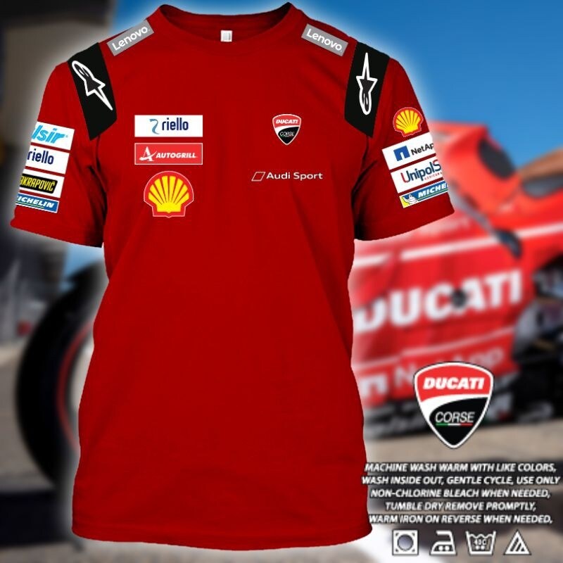 Siêu Cao Cấp: Ducati Moto GP Racing Team Logo Nam Cỡ Lớn Thường Ngày Tay Ngắn Áo Thun Đồ Họa Thịnh Hành Cho Nam Nữ