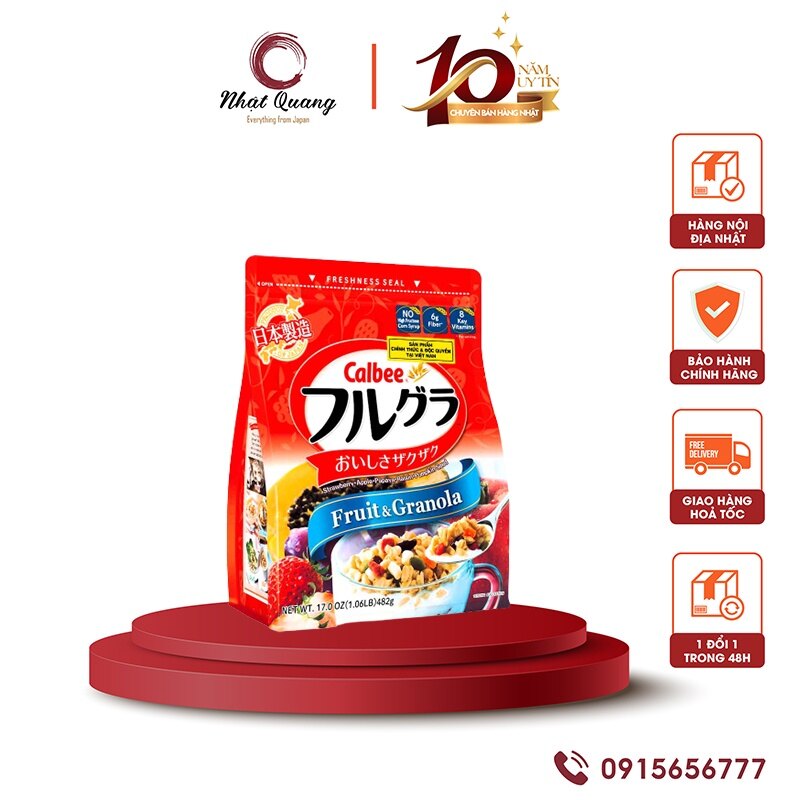 Ngũ cốc trái cây calbee nhật bản 750g date cuối tháng 10/2022