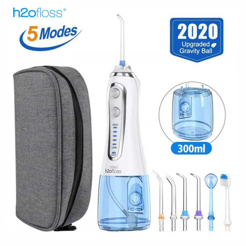 Máy tăm nước 5 chế độ h2ofloss máy tăm nước nha khoa cầm tay sạc usb máy tăm nước 300ml máy làm sạch răng nha khoa + 5 vòi phun