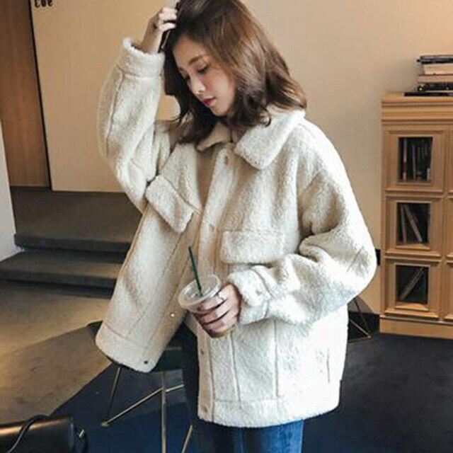 Áo Khoác Lông Teddy Cho Nữ, Áo Khoác Lông Giả Cổ Bẻ Mùa Thu 2020, Áo Khoác Ngoài Ngoại Cỡ