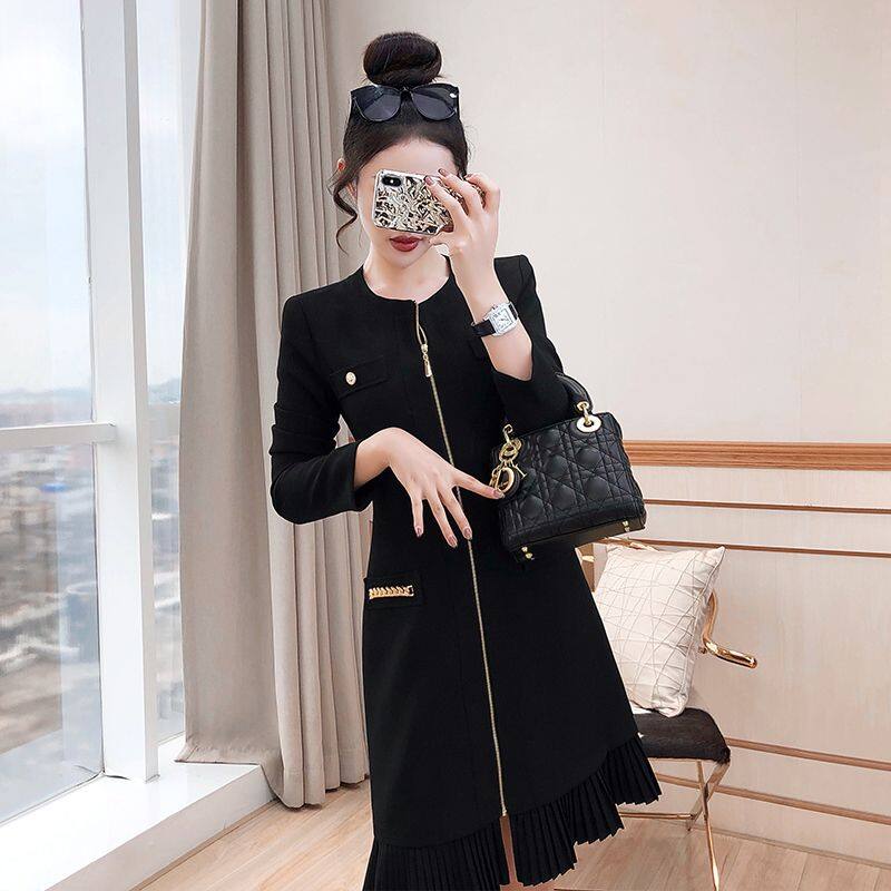 Váy đuôi cá phong cách retro thời trang nữ 2023 mới với váy dài tay kiểu pháp