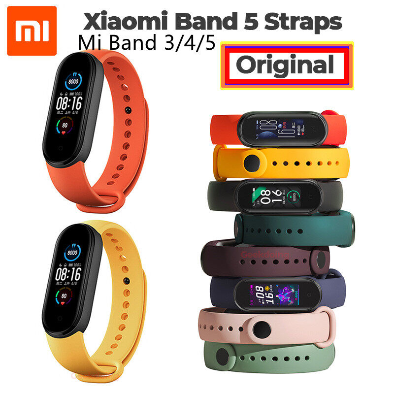 Dây Đeo Xiaomi Mi Band 5 Chính Hãng 100% Dây Đeo Silicon Dây Đeo Mi Band5 Màu Vàng Đen Xanh Dương Xanh Lá Cây Cam Hồng Tím Dây Đeo Cổ Tay XiaoMi Mi Band 5 Dây Đeo Silicon Thay Thế Miband5 Dây Đeo Chính Hãng 8 Màu