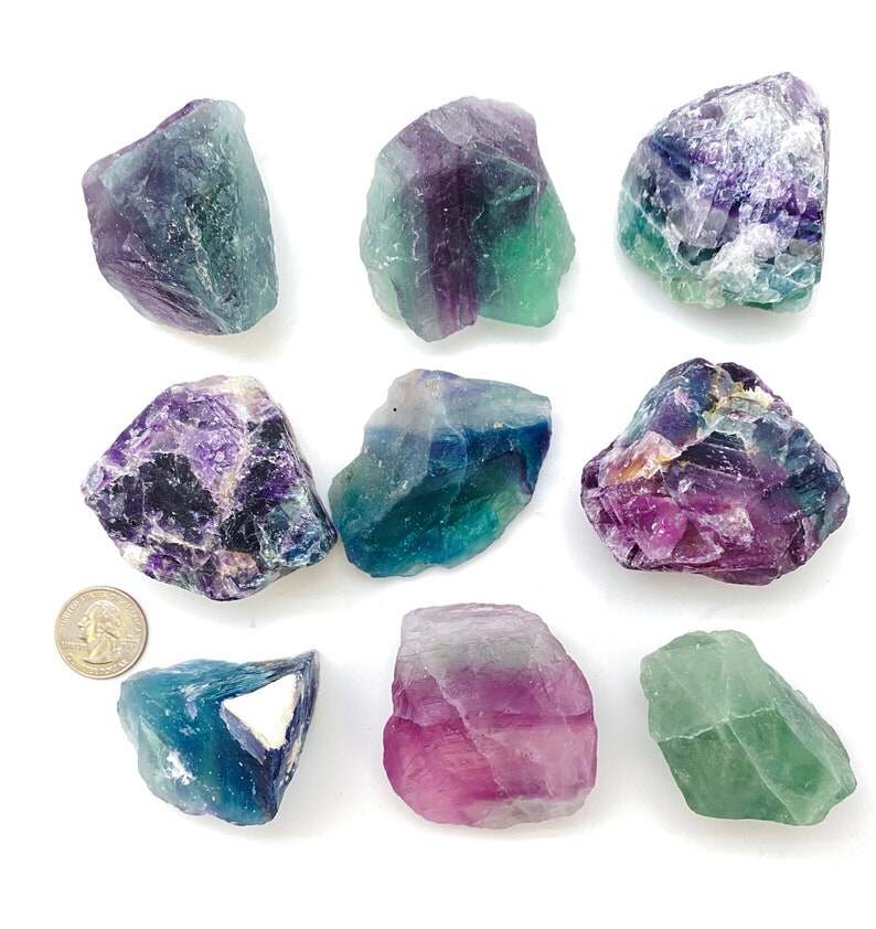 Cầu Vồng Fluorit tinh thể cầu vồng Fluorit thạch anh chữa bệnh thô cầu vồng Fluorit-Đá Fluorit thô