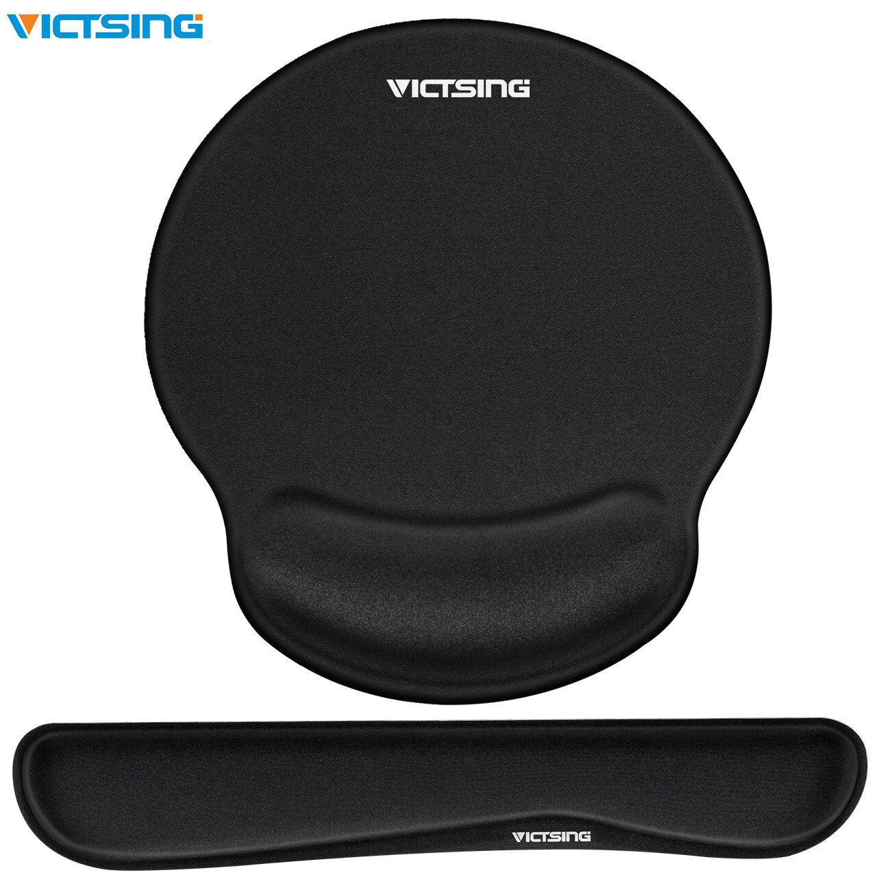 VicTsing PC237 แป้นพิมพ์ข้อมือและแผ่นรองเมาส์ที่มีการสนับสนุนข้อมือ,แผ่นรองเมาส์ที่ใช้ได้อย่างสบายแผ่นรองเมาส์,ทนทานและสบายน้ำหนักเบาสำหรับพิมพ์ได้ง่าย,บรรเทาอาการปวด,โฟมหน่วยความจำแผ่นแป้นพิมพ์ชุดสีดำ