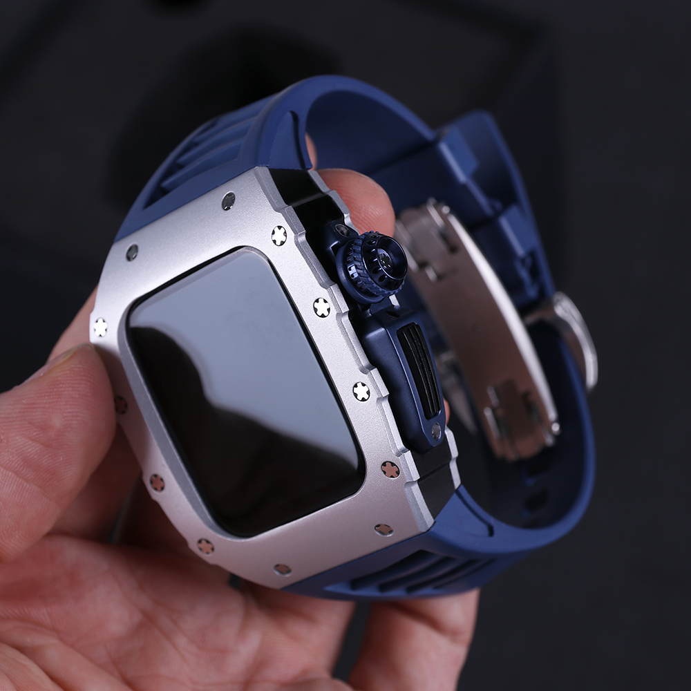 Hoyelo Richard Mille style Mod Kit For Apple Watch Series 8 7 45mm 44mm Aluminum alloy case fluororubber strap for i Watch 8 7 6 5 4 SE watch Modification accessories (not including watch)  ราคา 5,059 บาท*ส่งฟรี