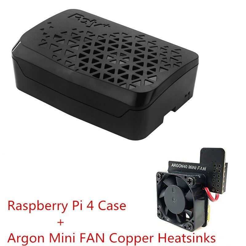 Argon poly + Raspberry Pi 4 mô hình B lỗ thông hơi Trường hợp với pwn quạt nhỏ đồng tản nhiệt vỏ nhựa ABS vỏ đen cho Pi 4