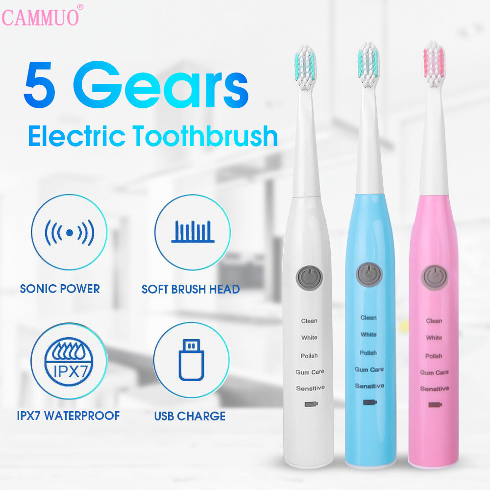 Cammuo Electric Toothbrush Timer Brush Rechargeable Toothbrush with 5