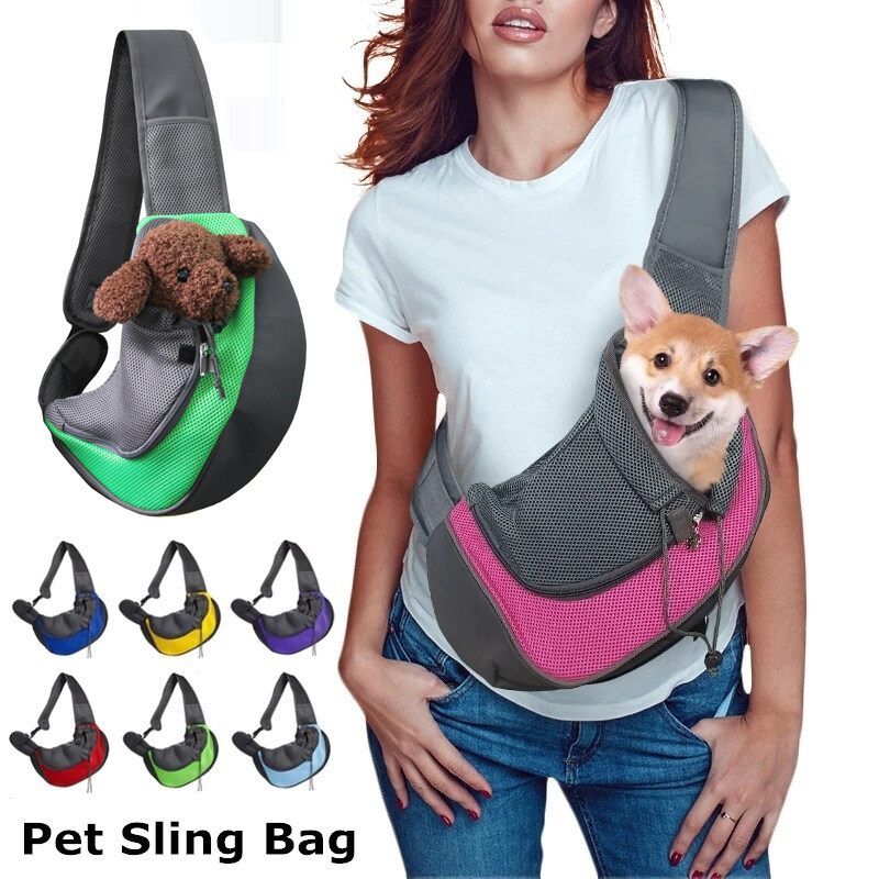 Chó con địu vải đeo dây dắt chó không kéo chó nhỏ túi có dây đeo địu vải