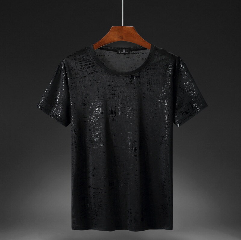 【4XL-12XL】160KG Có Thể Mặc Lớn Đầy Đặn Ngoại Cỡ Ngoại Cỡ 30% Lụa Băng Áo Thun Nam Mềm Mịn Thoáng Khí Ngắn Tay In Họa Tiết Dáng Rộng Thường Ngày Mát Mẻ Mùa Hè