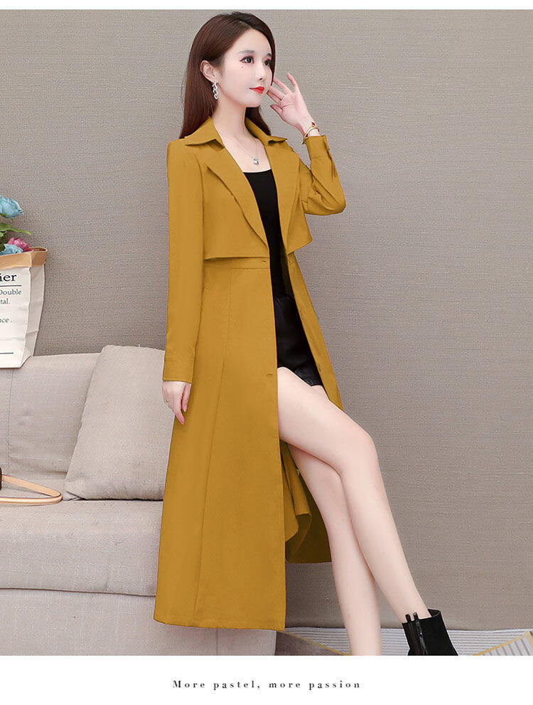 High-end windbreaker women's mid-length 2020 spring and autumn new Korean style over-the-knee plus size slimming British style mother coat