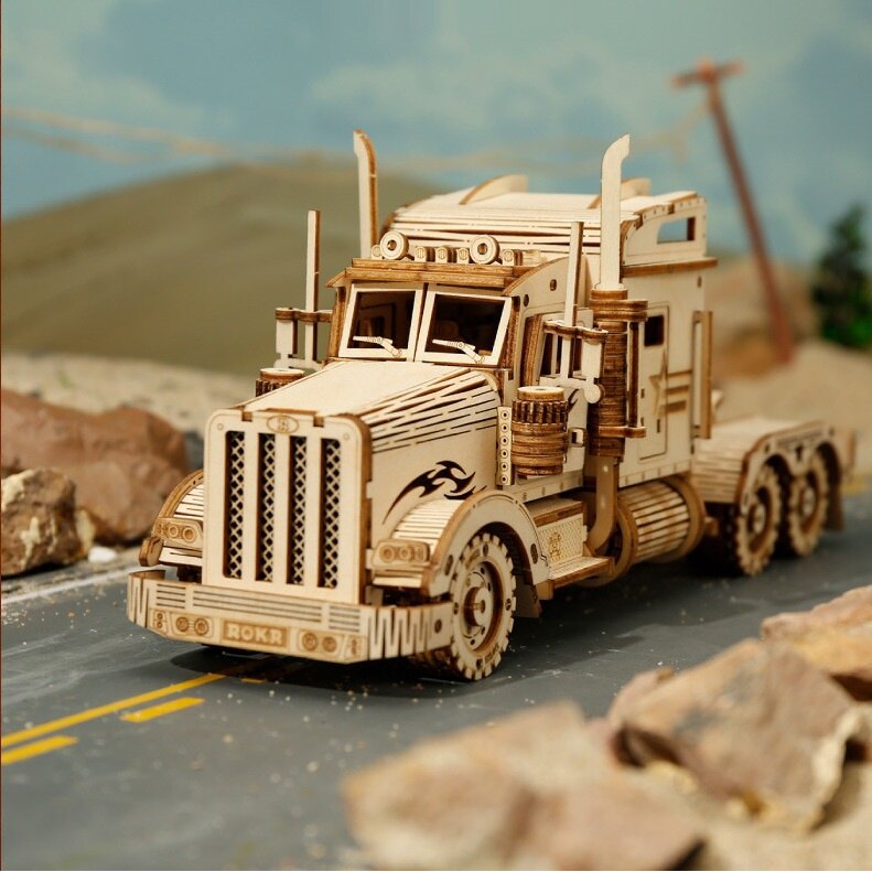 Đồ chơi lắp ráp gỗ 3d mô hình xe tải robotime heavy truck laser mc502