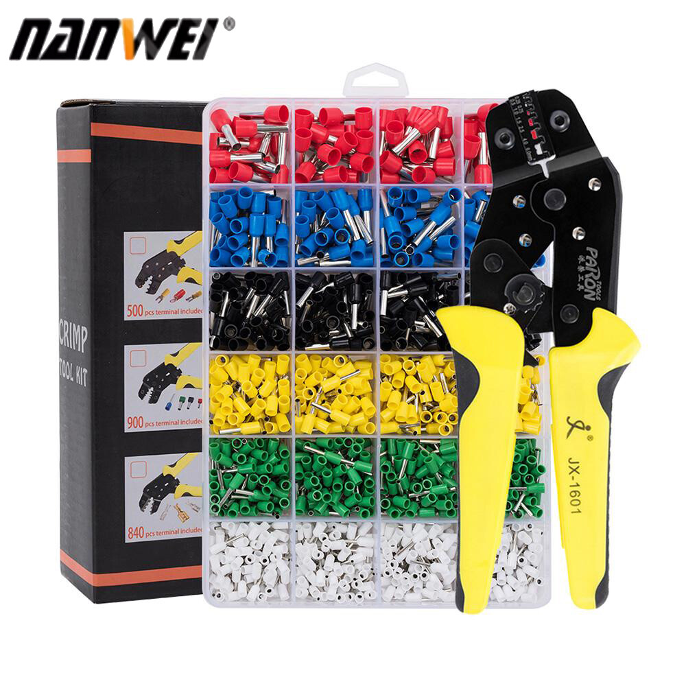 Thiết bị đầu cuối dây dụng cụ uốn cách nhiệt bộ dụng cụ uốn cong của awg22-14 với 500 chiếc đầu kẹp càng cua nam và nữ