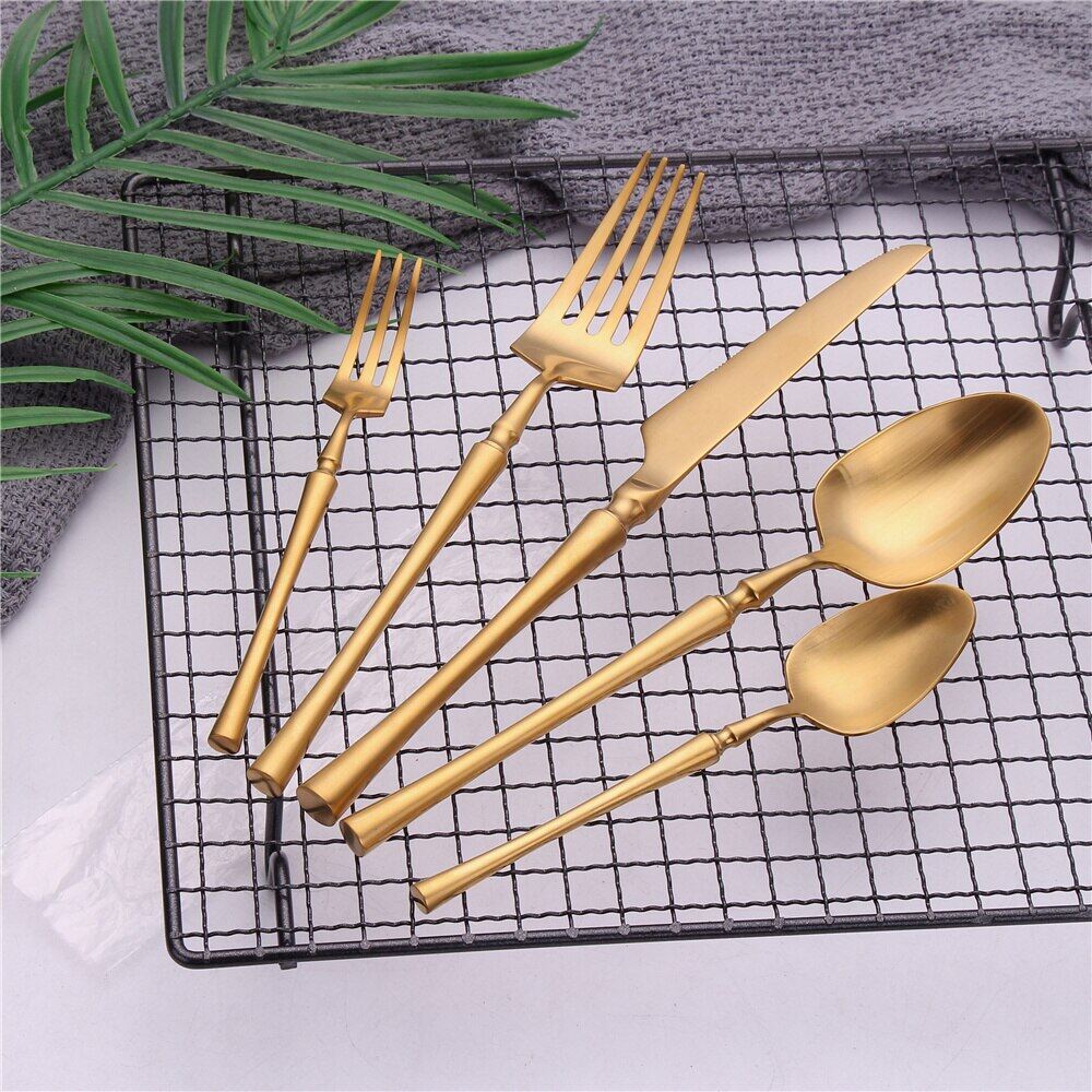 5Pcs Tableware Set Stainless Steel Fork Spoon Cutlery Set Matte Kitchen Utensils Wedding Dinnerware Western Flatware Hot Seller