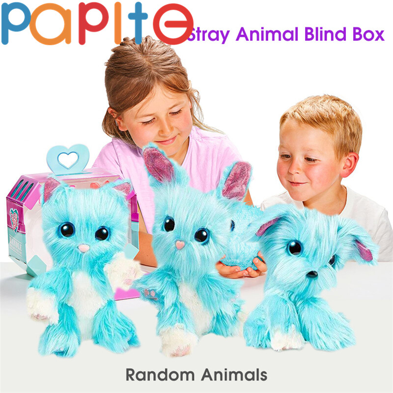 PAPITE【Free Shipping】Stuffed Toys Plush Pet Dolls Rescue Stray Animals Toys Surprise Blind Boxes Bubble Bathing Plush Dogs Cats Rabbits Doll Toys Random Pets Surprise Child Toy Gifts