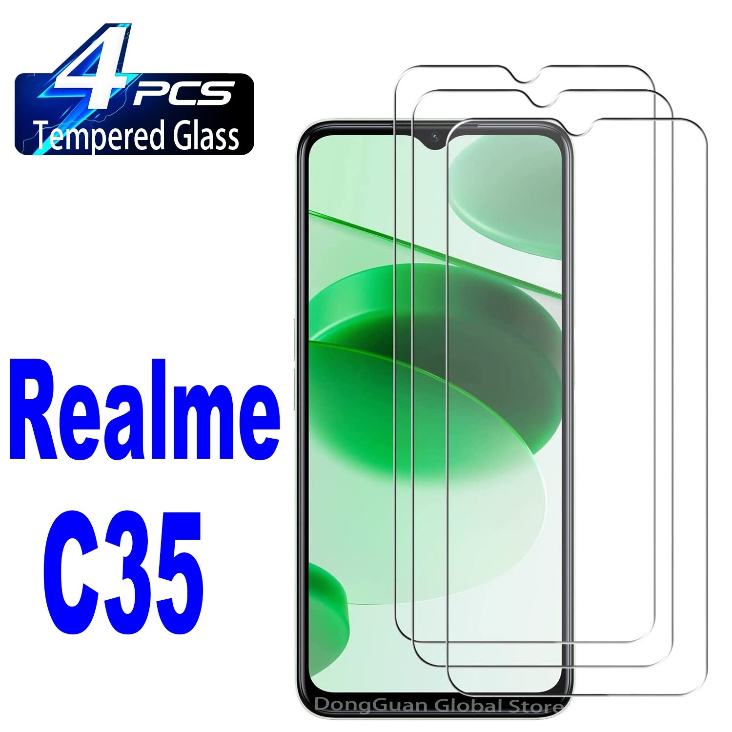 {Youmi Digital Store} 4 chiếc kính cường lực cho Realme C35 c25y c21y C21 c20a C15 c25s C11 2021 V23 bọc hoàn toàn miếng bảo vệ màn hình điện thoại bảo vệ
