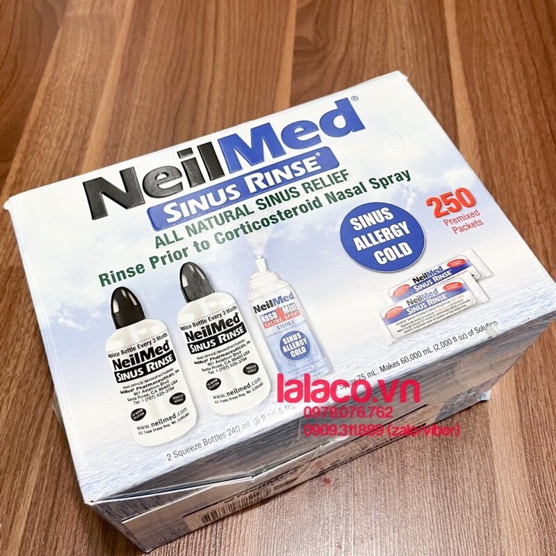 Bộ Nước Rửa Mũi NeilMed Sinus Rinse - 1 xịt, 2 Bình và 250 gói muối