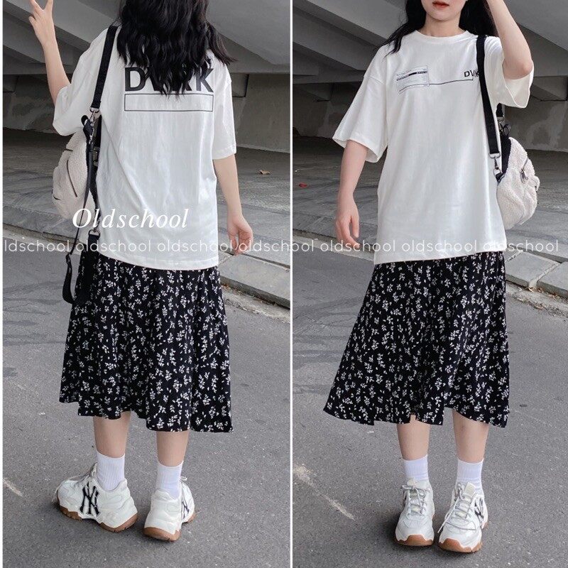 Chân váy hoa ulzzang cạp chun