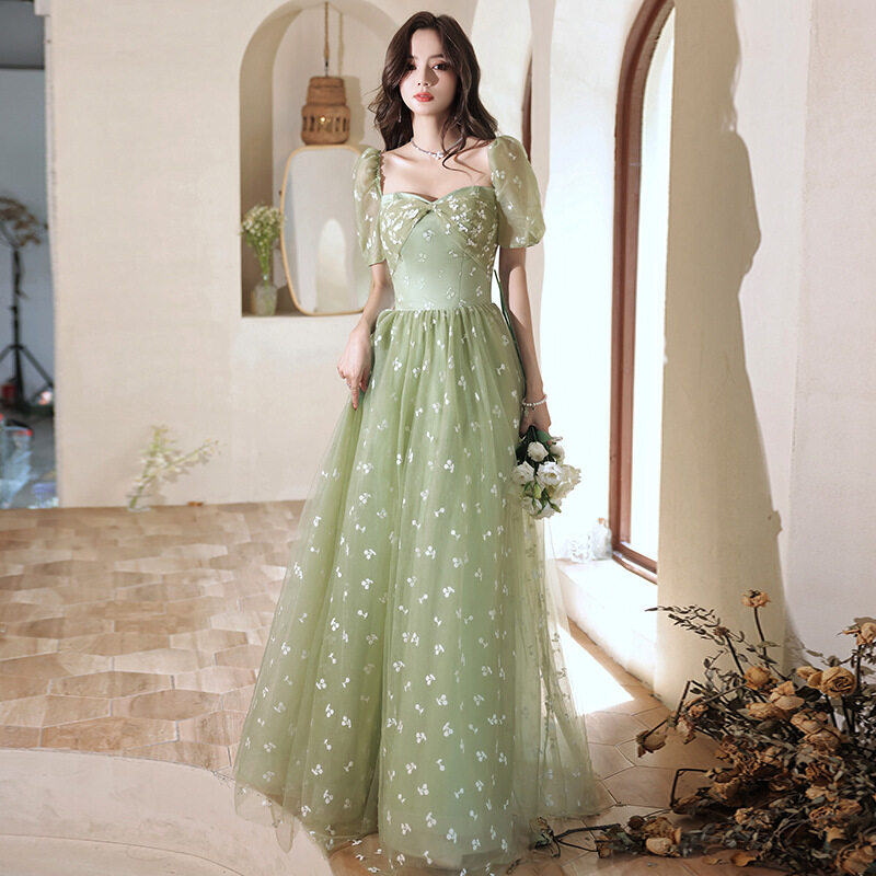 Glary Star Host váy dạ hội nữ Váy Dự Tiệc Đầm Phù Dâu Váy dự tiệc prom Váy công chúa Xanh