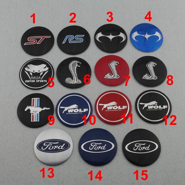 4Pcs 56Mm Trung Tâm vành bánh xe Hub Bìa Sticker Hubcap Biểu Tượng Cho Ford RS St Wolf Shelby Ngựa Sửa Đổi Lốp nắp đậy trục bánh xe Logo Trang Trí