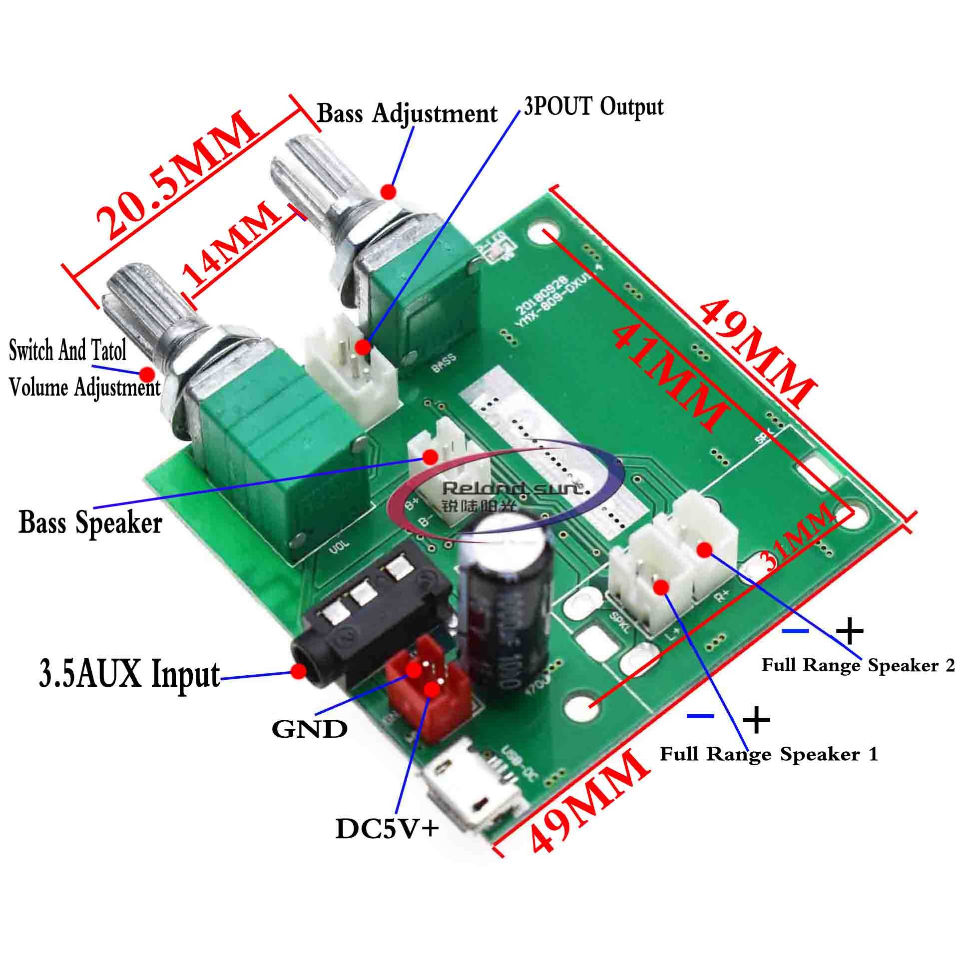 Bảng Mạch Khuếch Đại Âm Thanh Kỹ Thuật Số Bluetooth 5.0 5V Bảng Mạch Khuếch Đại Loa Siêu Trầm 2.1 Kê
