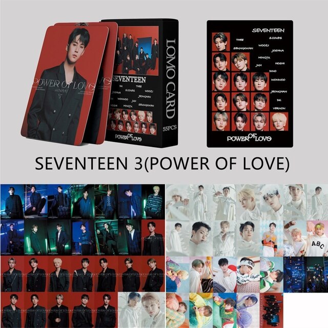 55 thẻ lomo album mới kpop seventeen cái/hộp thẻ ảnh power of love thẻ ảnh tập thể bưu thiếp