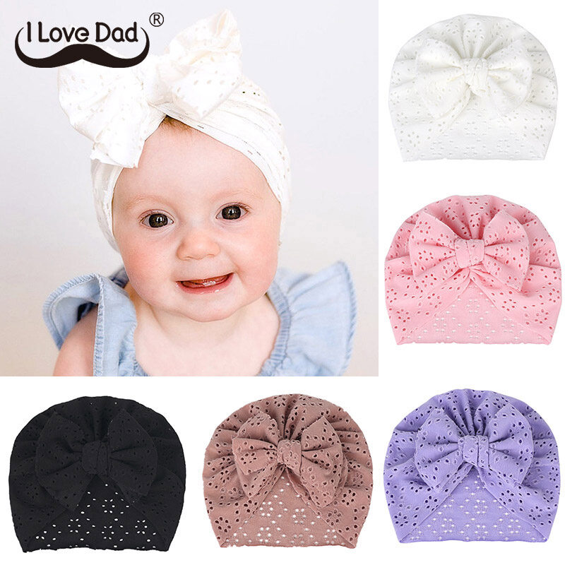 Mũ Lưới Mùa Hè Cho Bé Gái Mũ Len Có Nơ Dễ Thương Cho Trẻ Sơ Sinh Em Bé Mũ Len Mềm Co Giãn Cho Trẻ Sơ Sinh