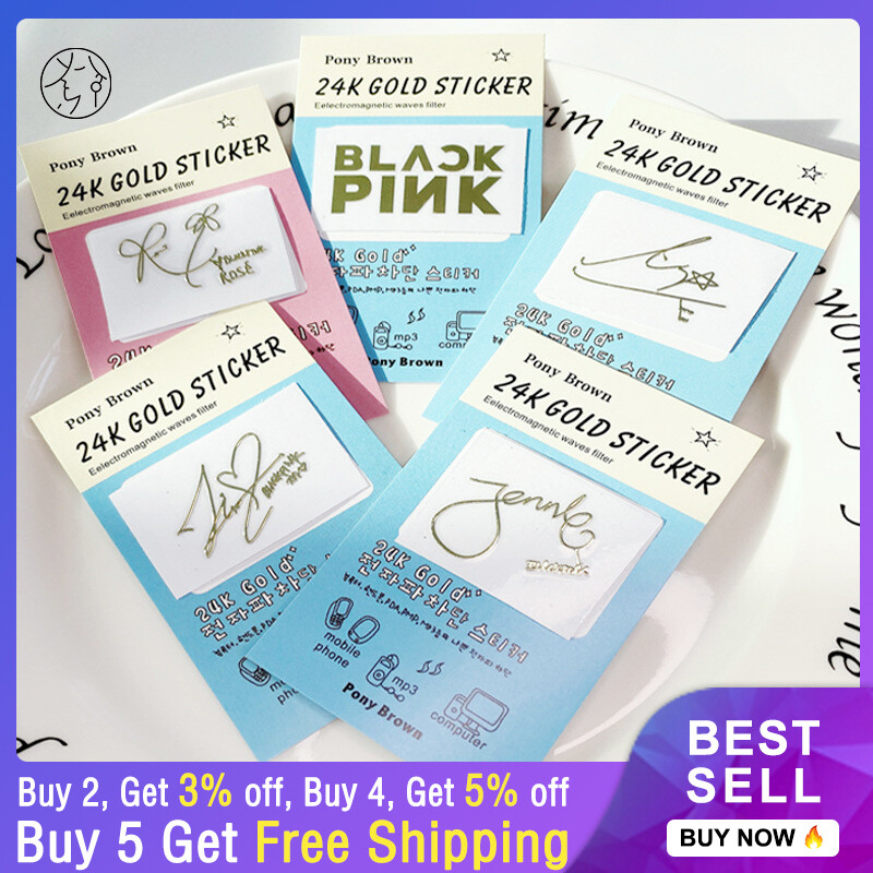 SHIDOMI Nhãn Dán Vàng 24K Chữ Ký Thành Viên BTS BLACKPINK EXO Merch Kpop Nhãn Dán Mạ Vàng Chống Bức Xạ Điện Thoại Di Động Ngoại Vi Twice Got7