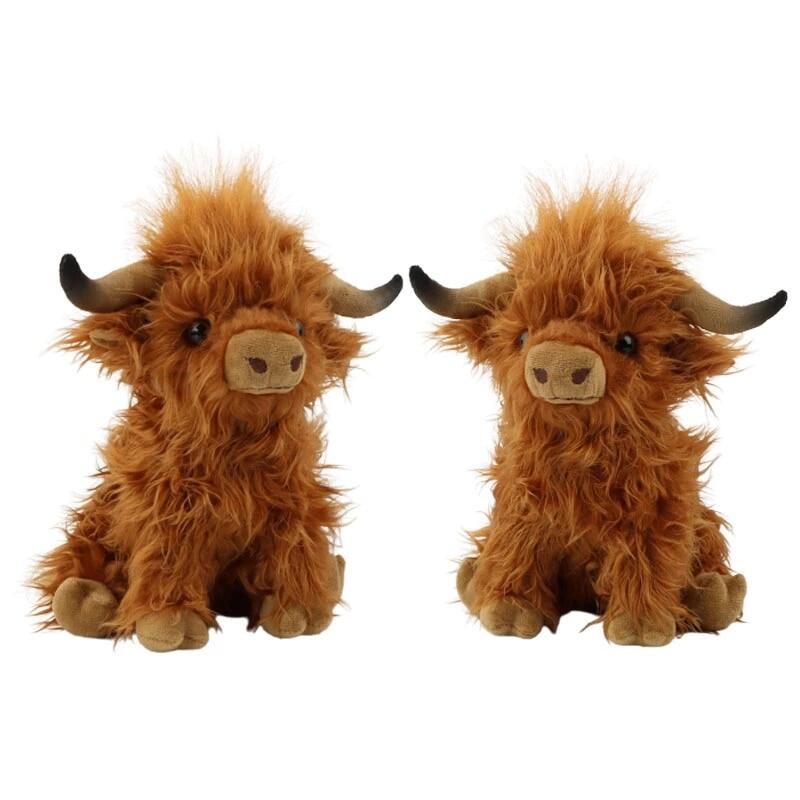 27cm Simulation Highland Cow Plush Toy Soft Stuffed Animal Toy Lifelike Highland Cow Kawaii Kids Gift Toy Girls Birthday Gift