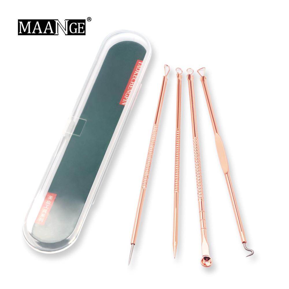 Bộ 4 dụng cụ loại bỏ mụn đầu đen MAANGE bằng thép không gỉ màu vàng kim - INTL