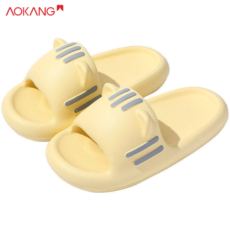 Aokang bread sandals women beautiful shoes thick bottom anti-skid indoor tide cat ear Slipper indoor slippers