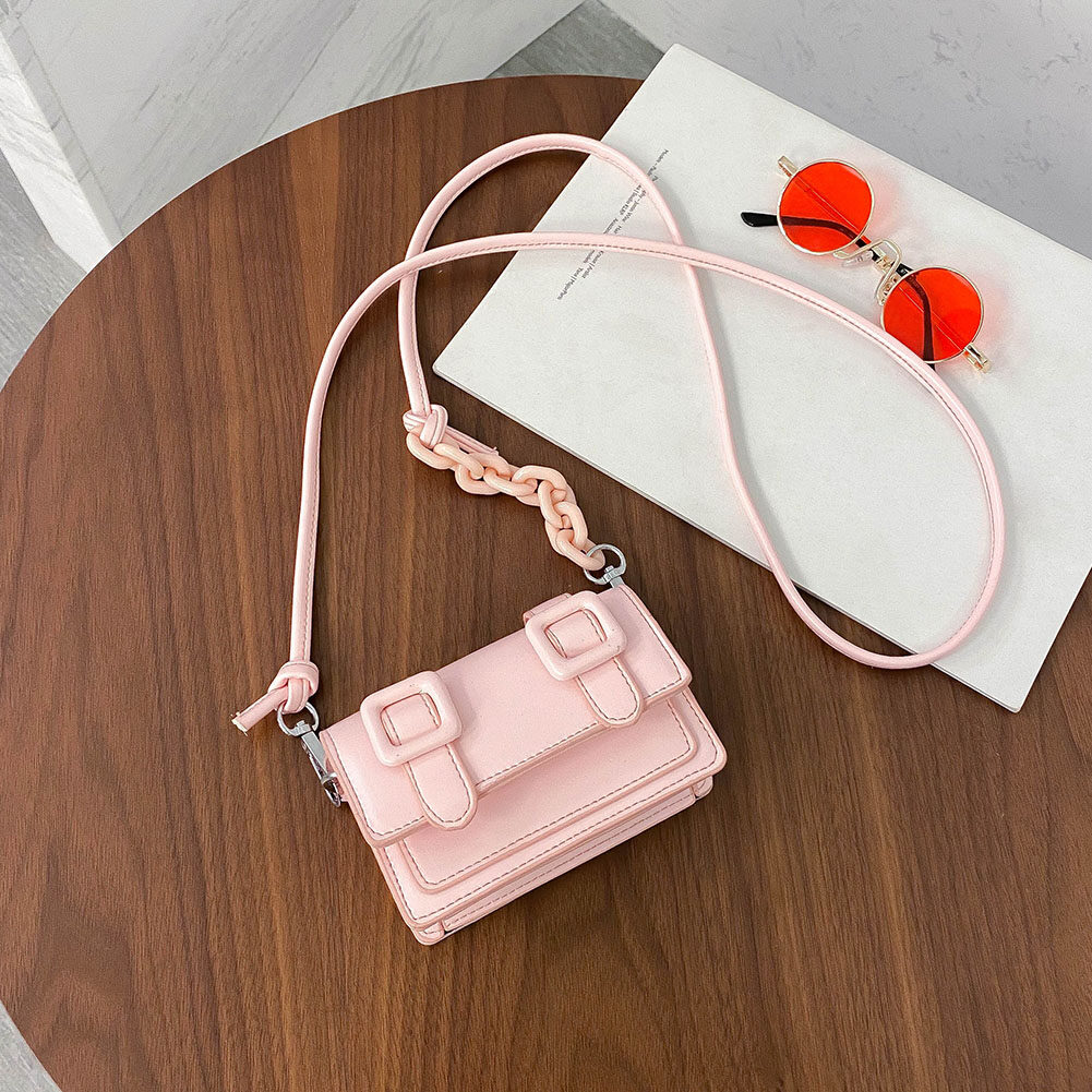 Túi xách đeo chéo mini bằng da PU màu kẹo ngọt thường ngày cho nữ
