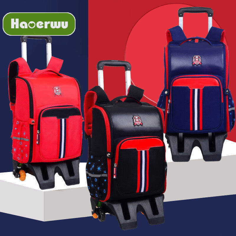 HAOERWU Pupils trolley schoolbag children first to sixth grade girls climbing stairs schoolbag waterproof trolley case ราคา 710 บาท*ส่งฟรี