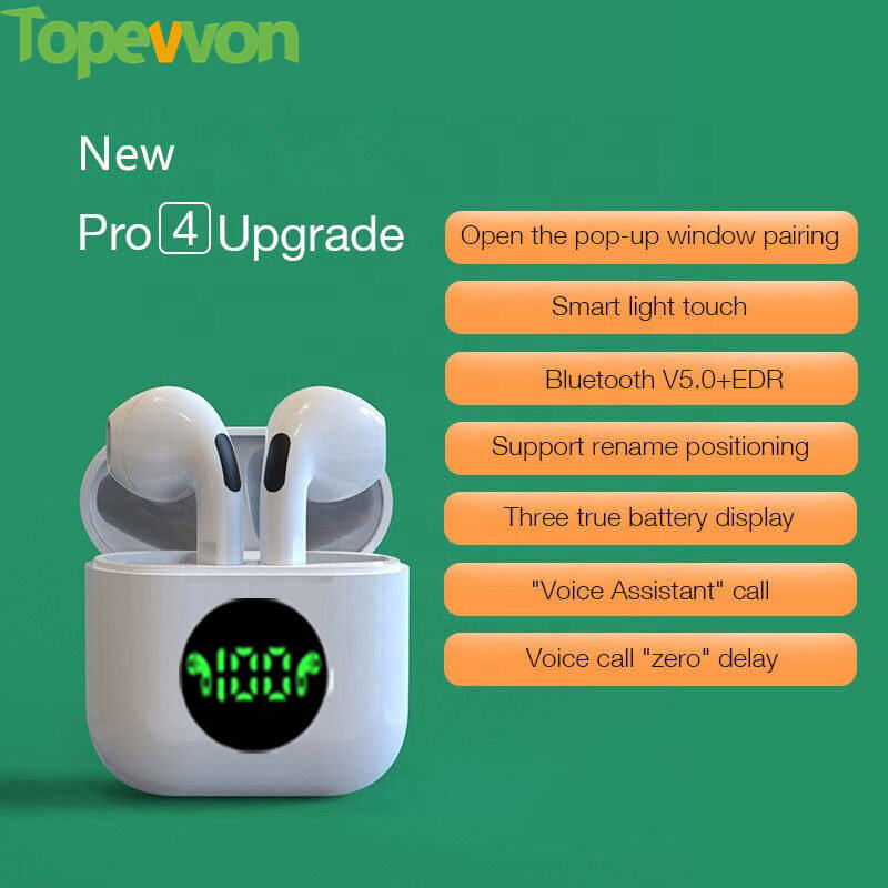 Tai Nghe Bluetooth Nâng Cấp Pro 4 Tai Nghe Không Dây TWS Tai Nghe Chơi Game Thể Thao Tai Nghe Nhét Tai Có Hộp Đựng