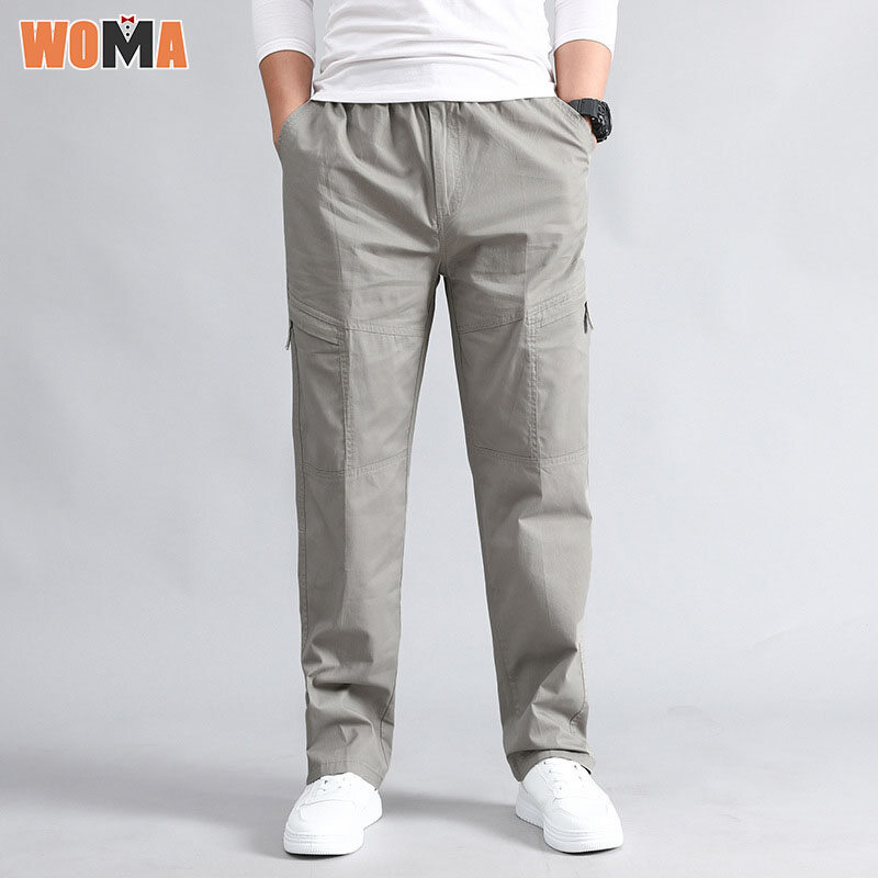  ⚡Miễn Phí Vận Chuyển⚡WOMA Quần Thường Ngày Cho Nam Quần Mùa Thu Trung Niên Và Người Già Cỡ Lớn Quần Nam Mỏng Quần Nỉ Rộng Nhiều Túi Quần Yếm 